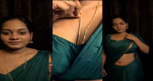 Kanmani Green Saree Paid Live chat – Cleavage